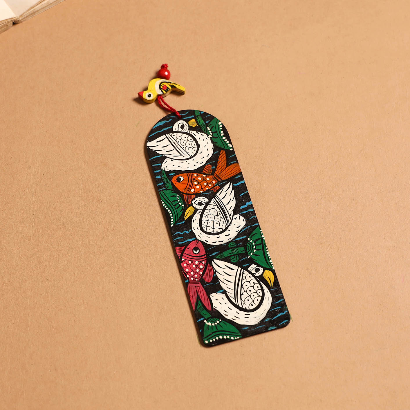 Patua handpainted wooden bookmark 19 - handcrafted