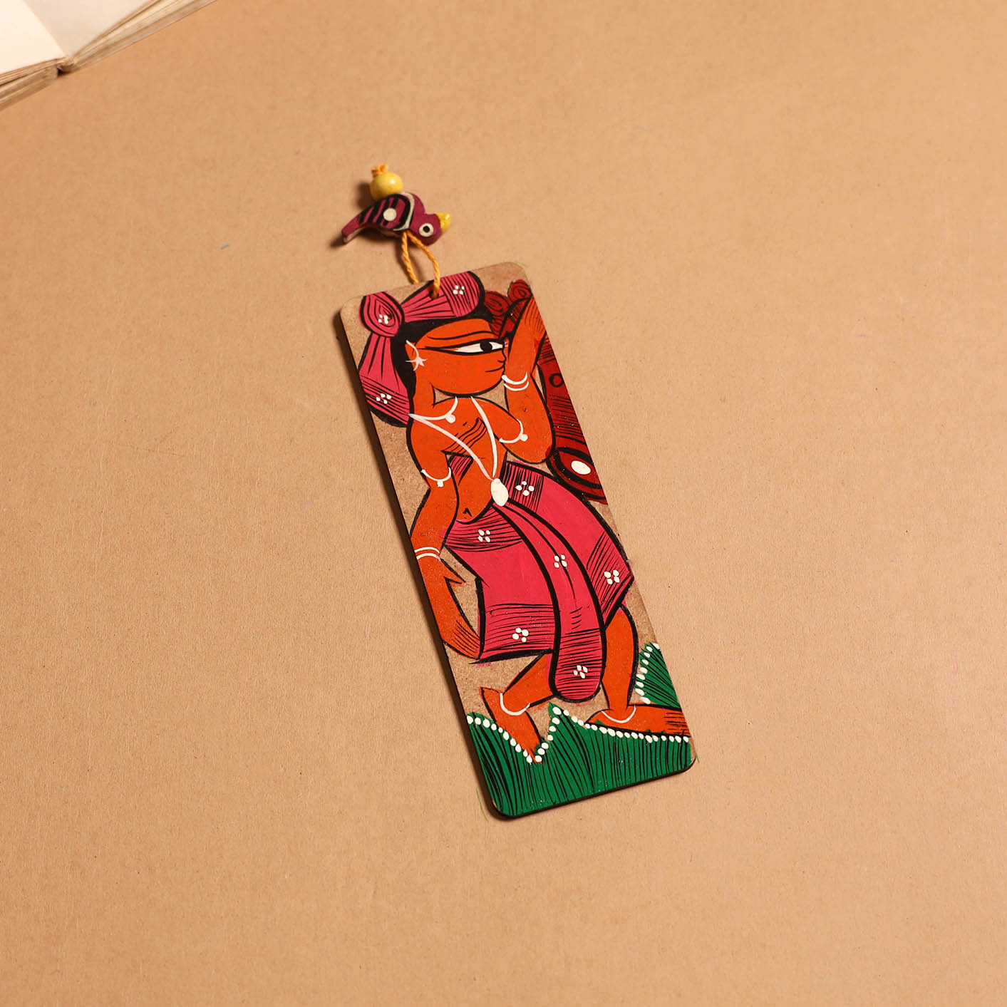 Patua handpainted wooden bookmark 21 - handcrafted