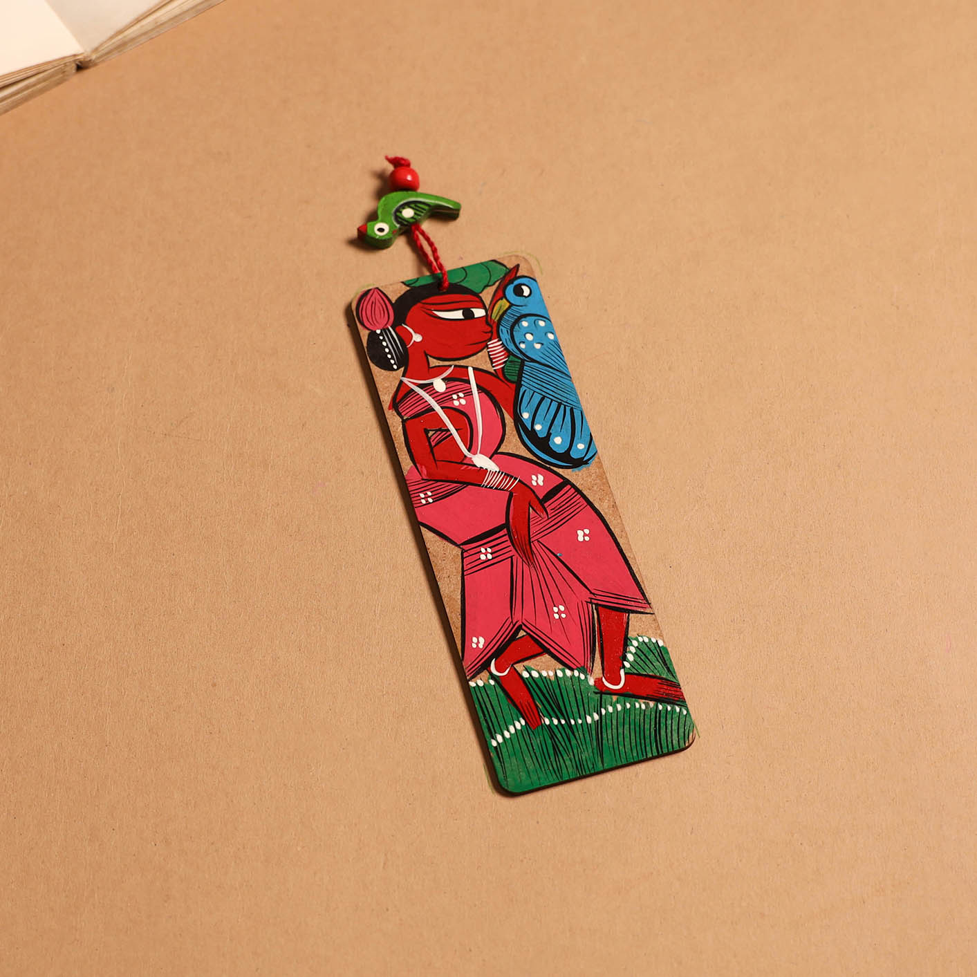Patua handpainted wooden bookmark 22 - handcrafted