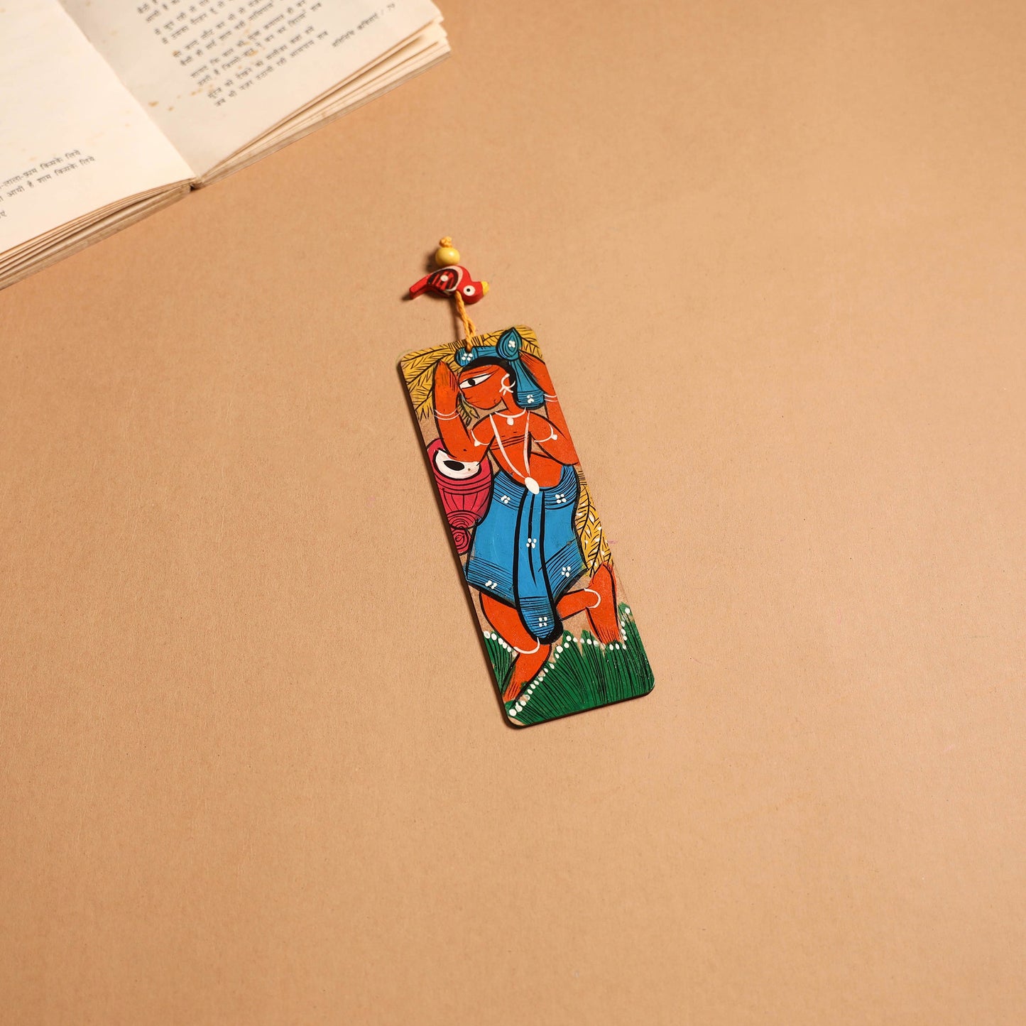 Patua handpainted wooden bookmark 24 - handcrafted