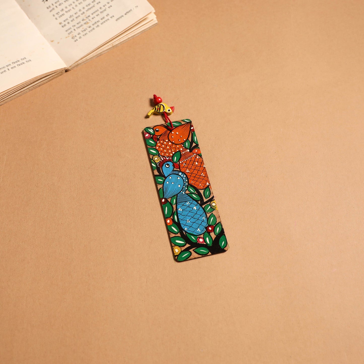 Patua handpainted wooden bookmark 30 - handcrafted