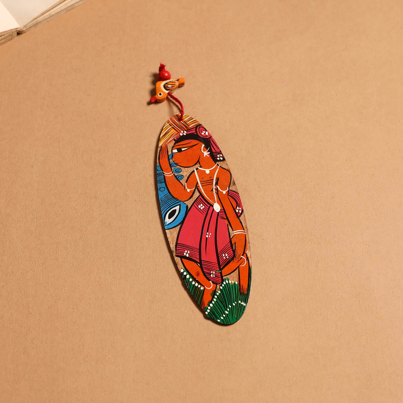 Patua handpainted wooden bookmark 38 - handcrafted