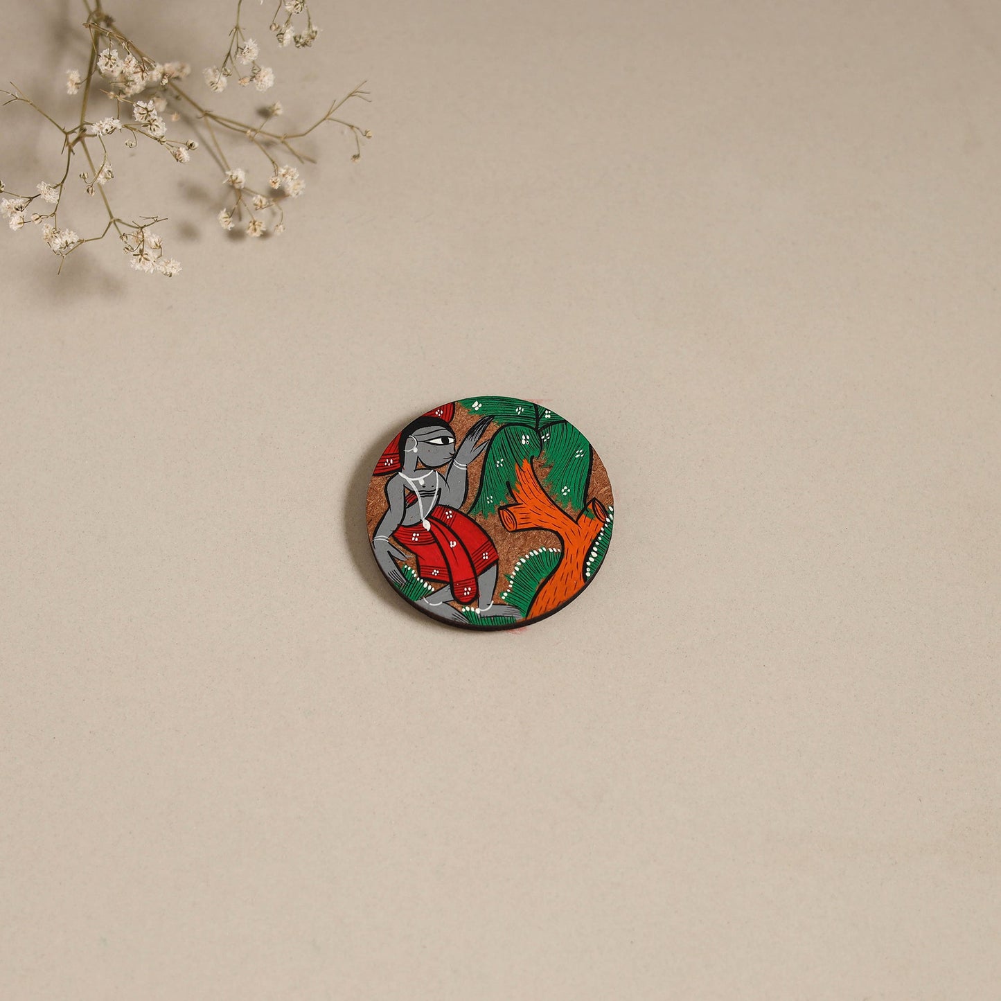 Patua handpainted wooden magnet 02 - handcrafted