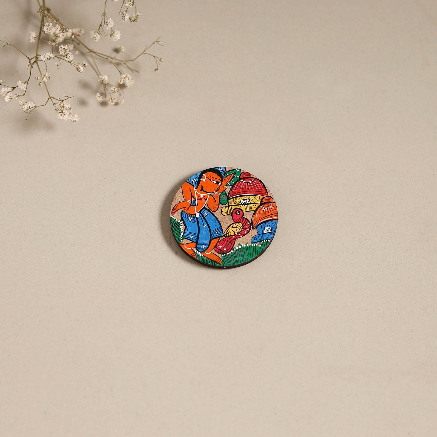 Patua handpainted wooden magnet 04 - handcrafted