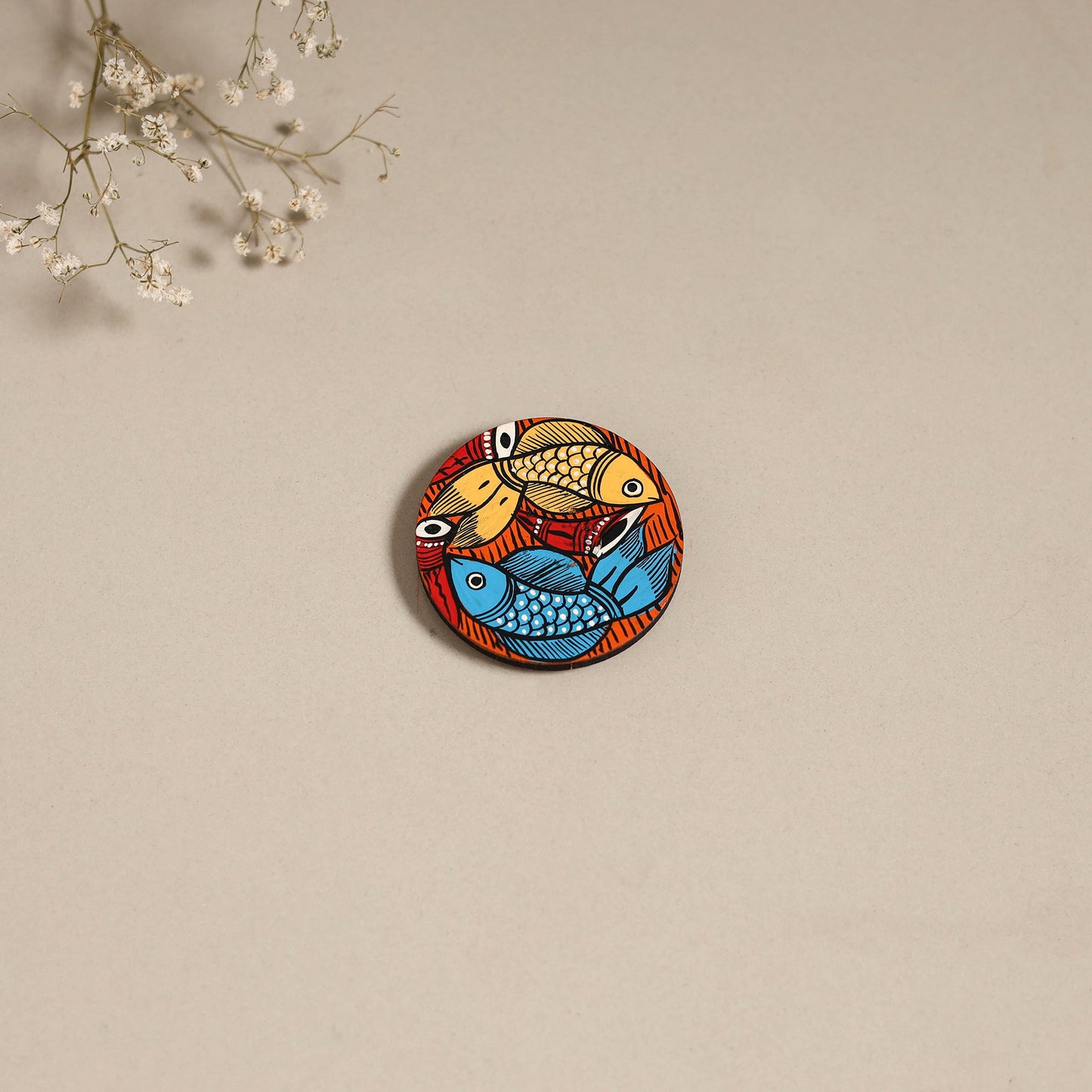 Patua handpainted wooden magnet 14 - handcrafted