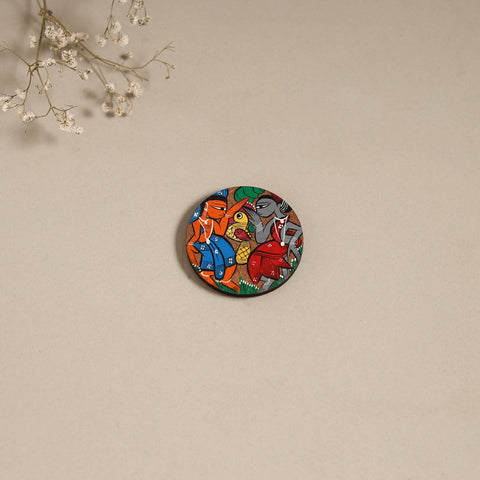Patua handpainted wooden magnet 18 - handcrafted