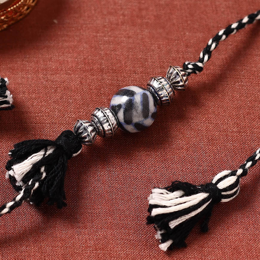  Patwa Threadwork Blue Pottery Beads Rakhi 01 