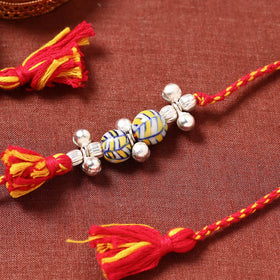  Patwa Threadwork Blue Pottery Beads Rakhi 08 