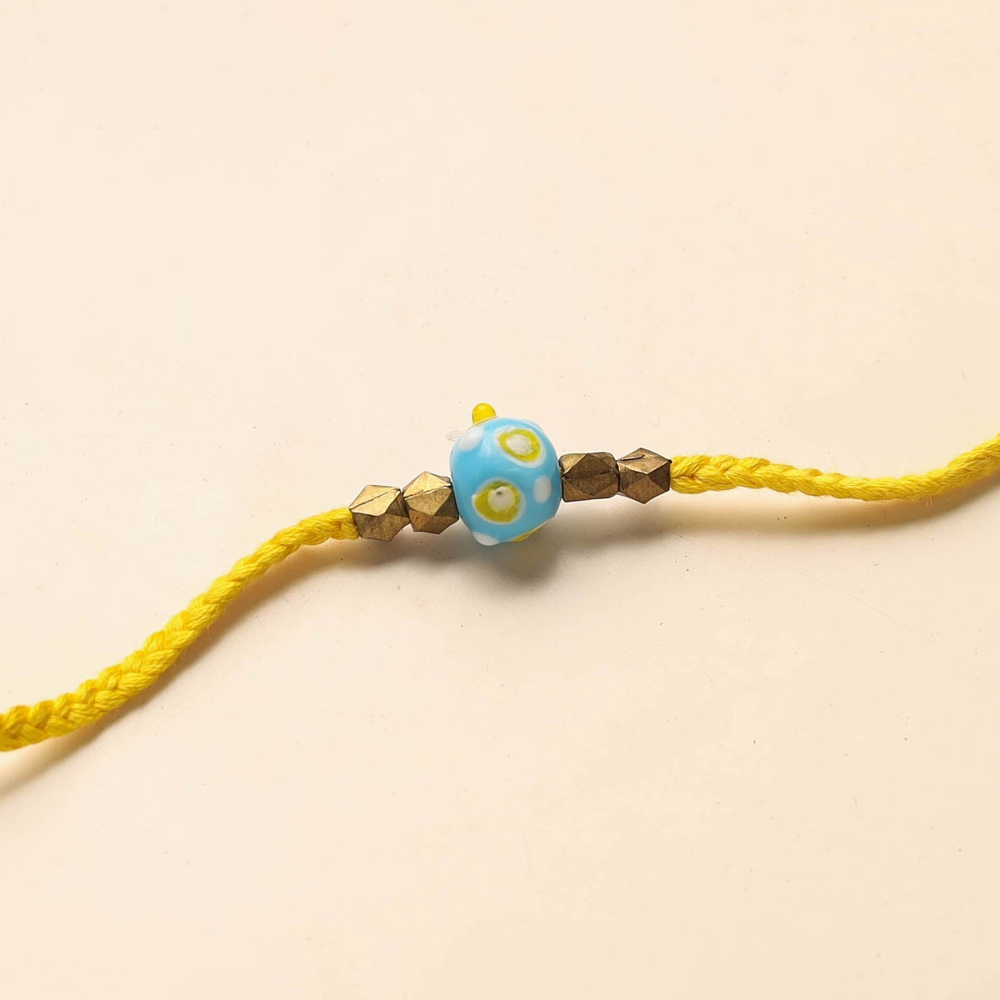 Patwa Threadwork Blue Pottery Beads Rakhi