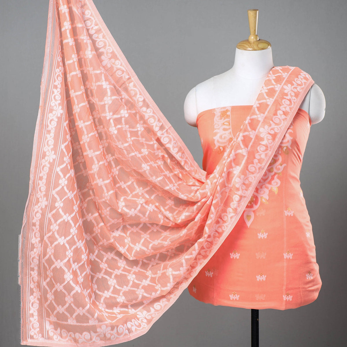  2pc Bengal Jamdani Silk Cotton Suit Material Set 08 