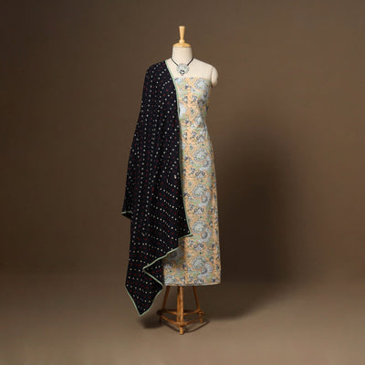 Peach - 2pc cotton unstitched sanganeri dress material