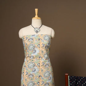 Peach - 2pc cotton unstitched sanganeri dress material