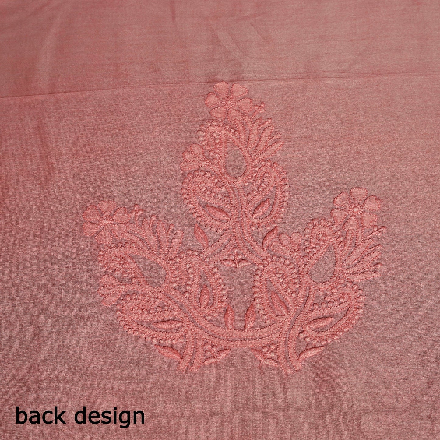 2pc Peach Hand Embroidery Chanderi Silk Chikankari Dress Material