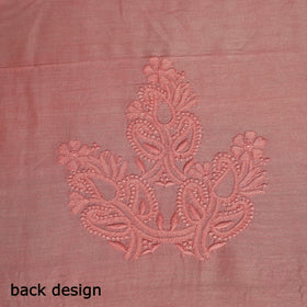 2pc Peach Hand Embroidery Chanderi Silk Chikankari Dress Material