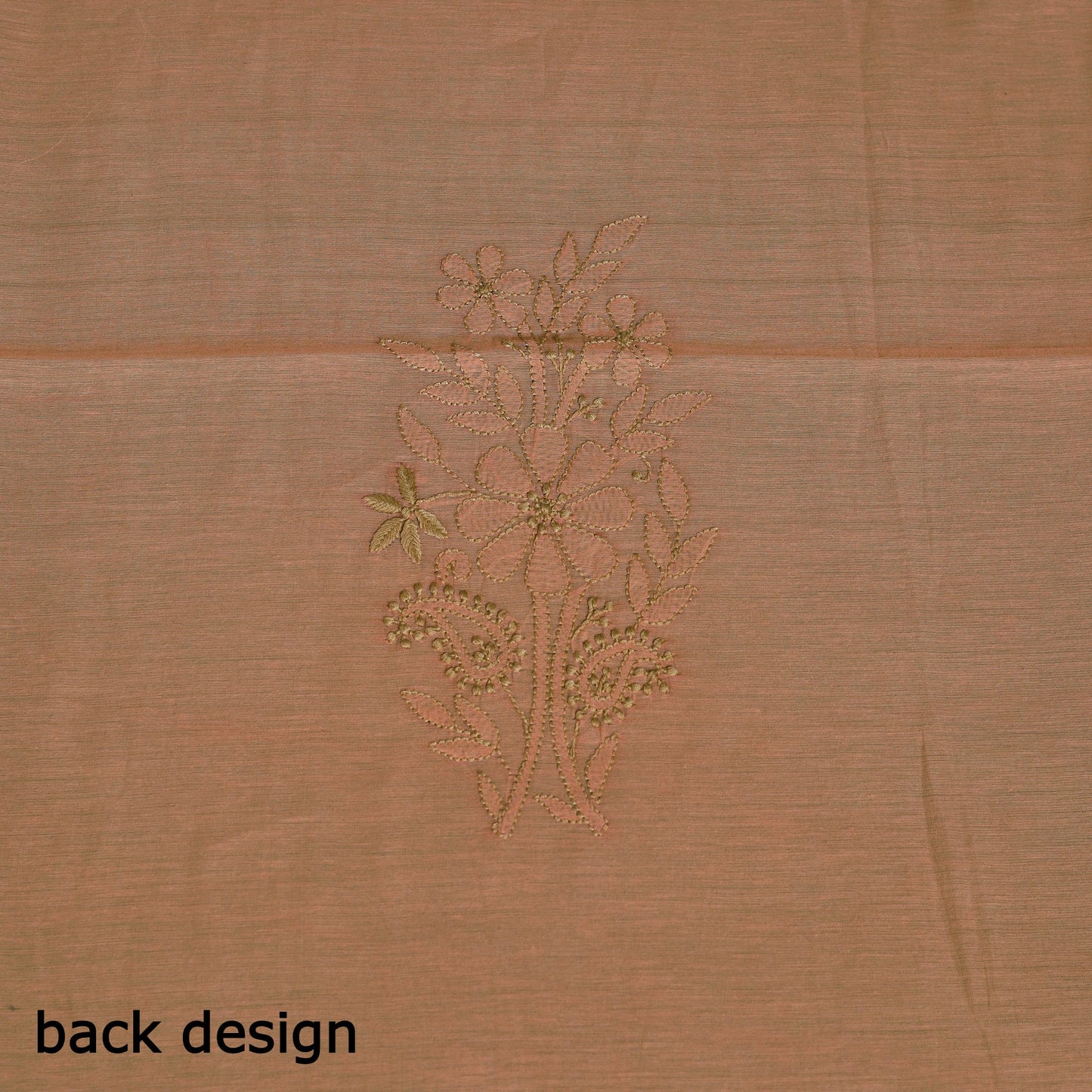 2pc Peach Hand Embroidery Chanderi Silk Chikankari Dress Material