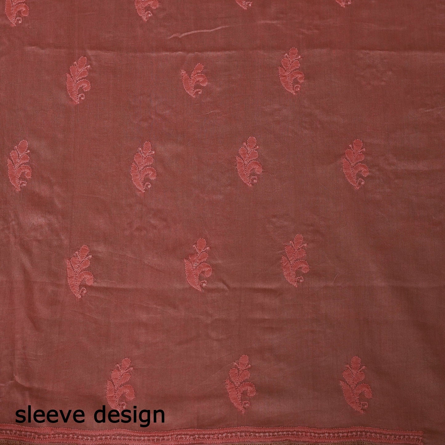 2pc Peach Hand Embroidery Chanderi Silk Chikankari Dress Material