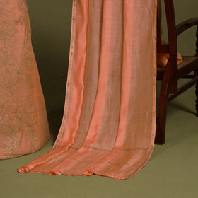 2pc Peach Hand Embroidery Chanderi Silk Chikankari Dress Material