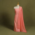 2pc Peach Hand Embroidery Chanderi Silk Chikankari Dress Material