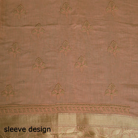 2pc Peach Hand Embroidery Chanderi Silk Chikankari Dress Material