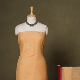 Peach - 2pc handloom cotton unstitched phulia jamdani dress