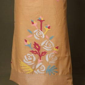 Peach - 2pc handloom cotton unstitched phulia jamdani dress