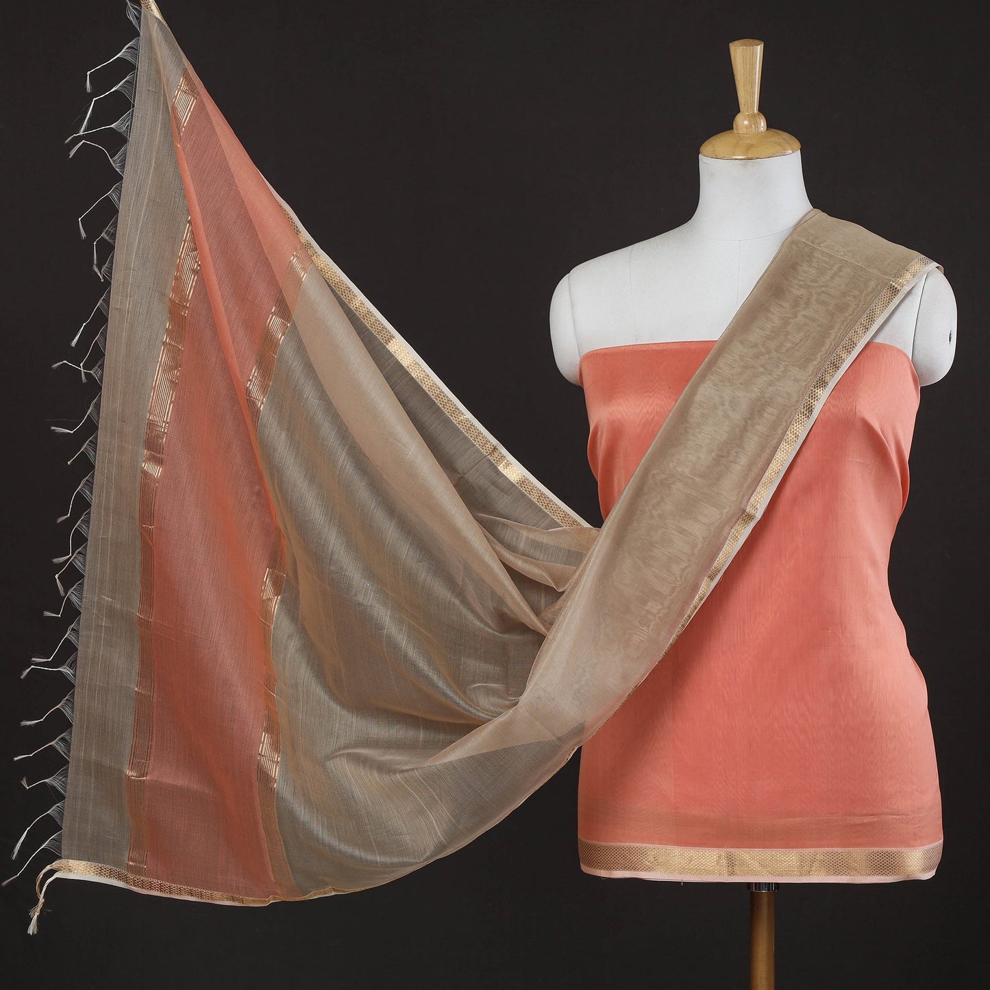 2pc Handloom Silk Cotton Maheshwari Dress Material