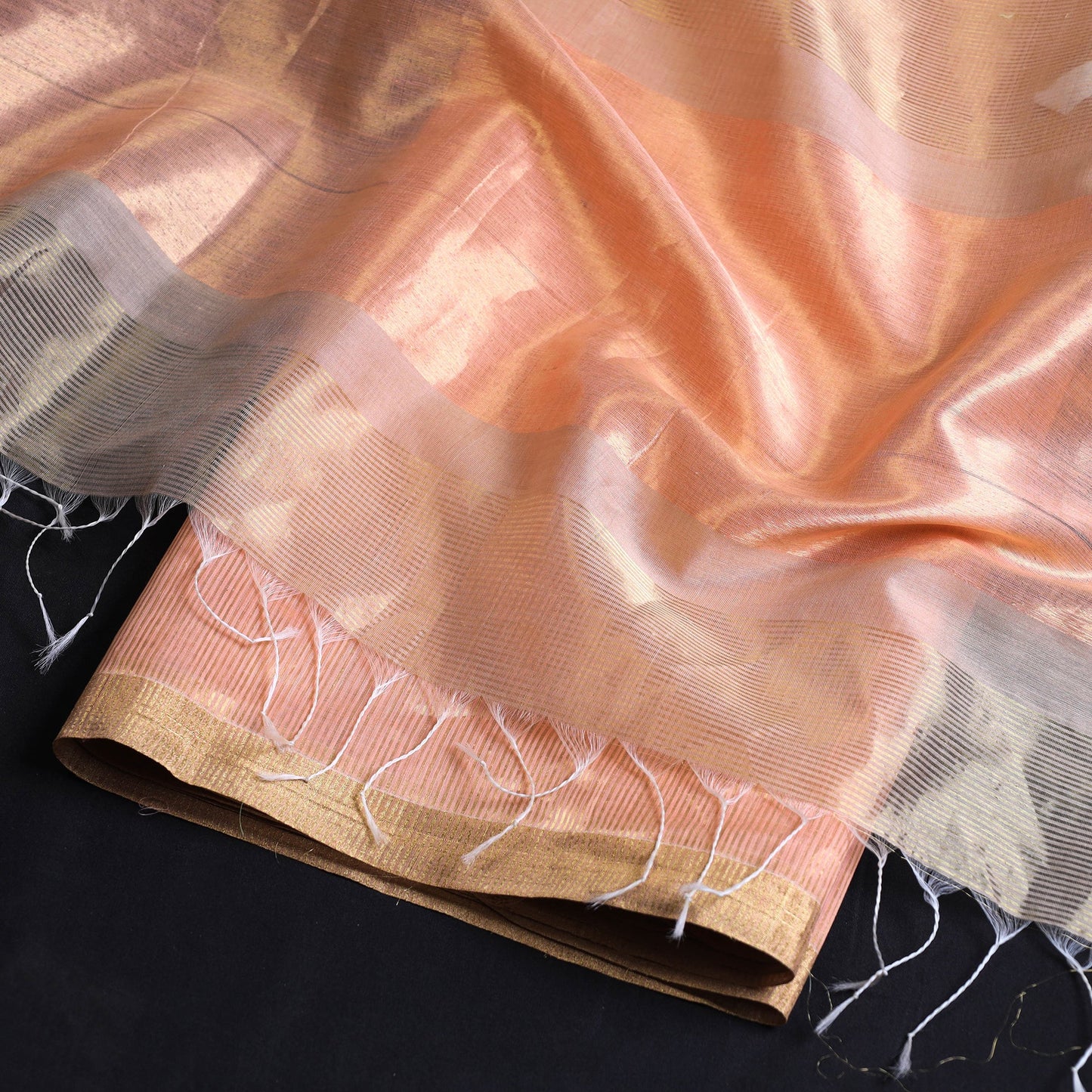 2pc Handloom Tissue Zari Stripes Maheshwari Silk Dress Material 