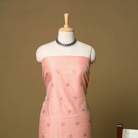 Peach - 2pc handloom zari buti unstitched chanderi silk