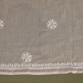 Peach 2pc Kota Doria Cotton Unstitched Chikankari Dress Material