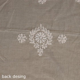 Peach 2pc Kota Doria Cotton Unstitched Chikankari Dress Material