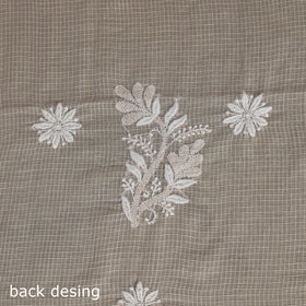 Peach 2pc Kota Doria Cotton Unstitched Chikankari Dress Material