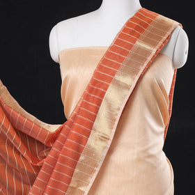  2pc Maheshwari Silk Handloom Suit Material Set with Zari Border 