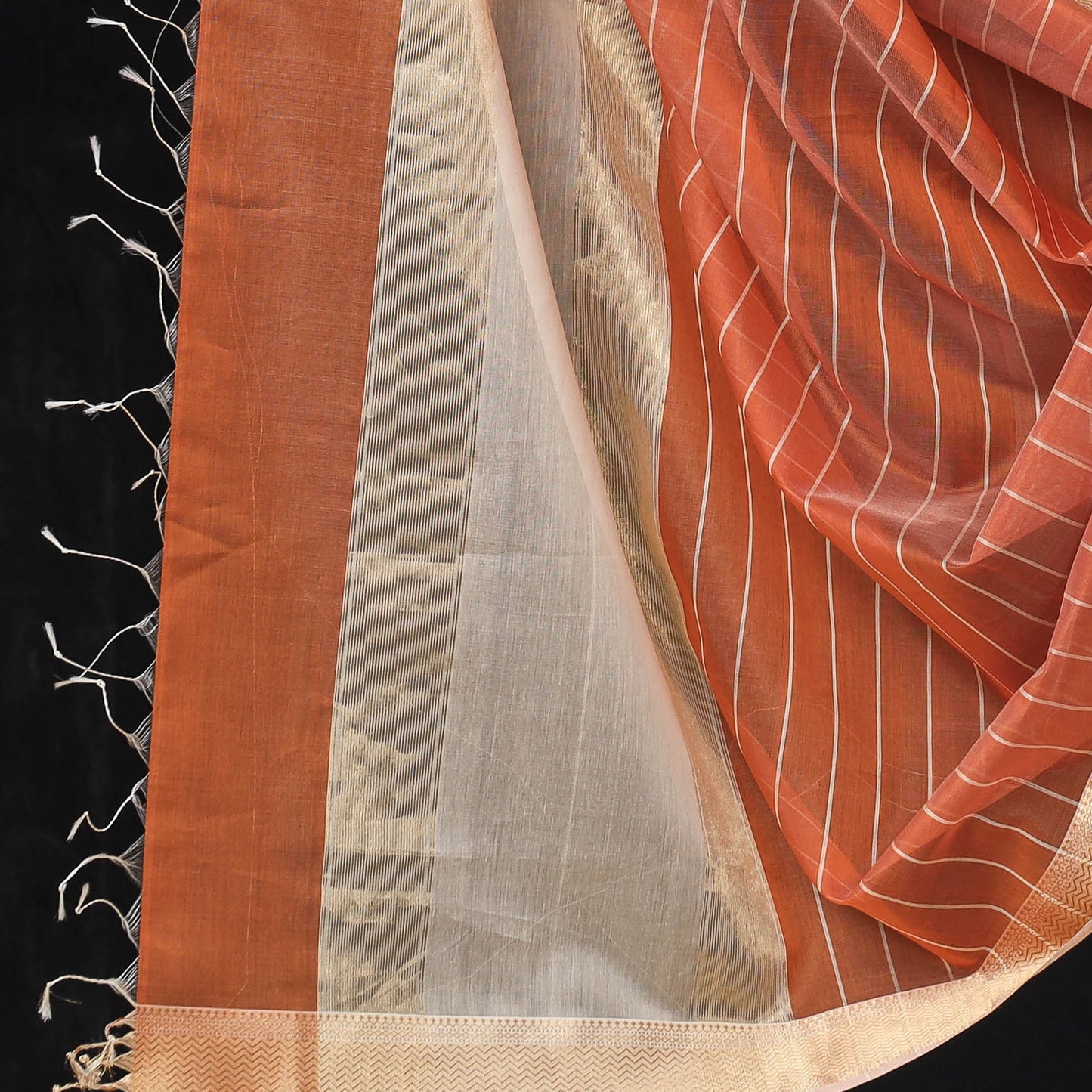  2pc Maheshwari Silk Handloom Suit Material Set with Zari Border 