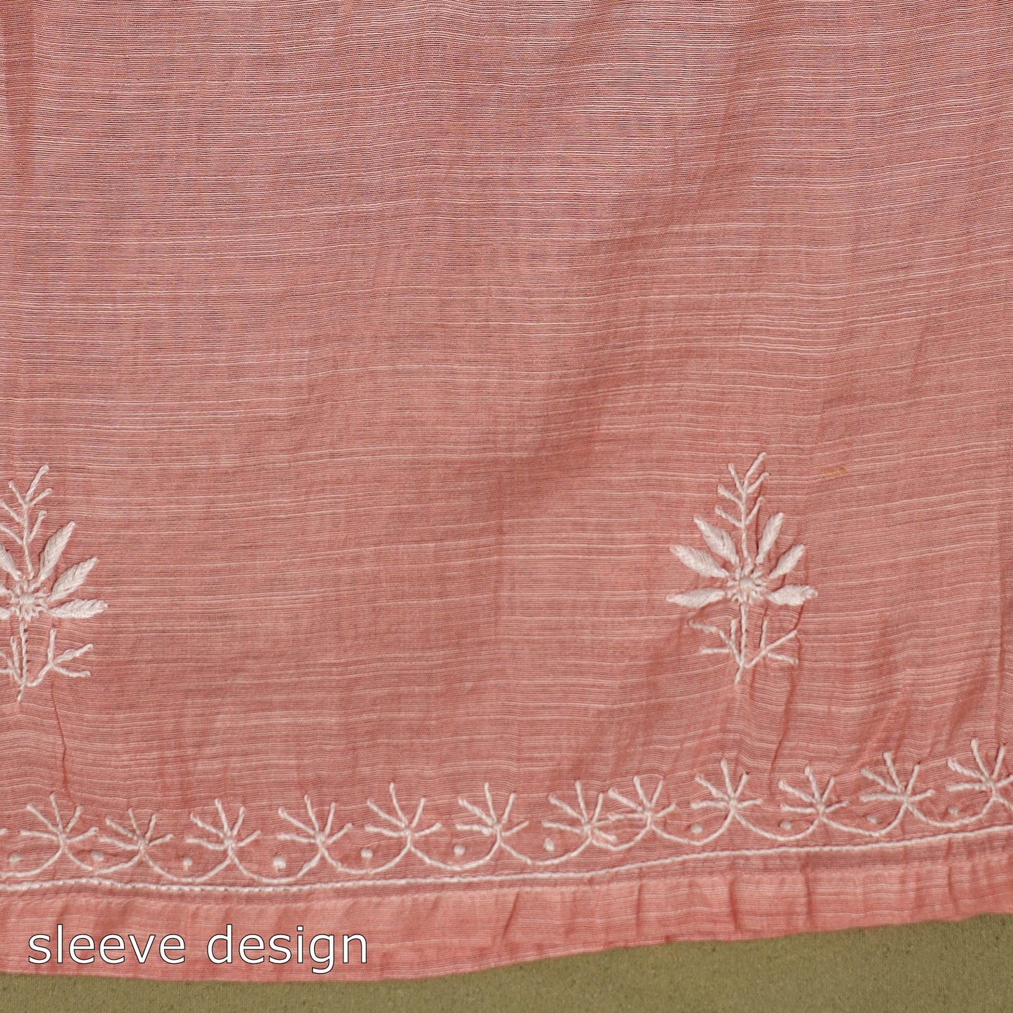 2pc Mul Chanderi Semi Stitched Peach Anarkali Heavy Chikankari Kurta Set