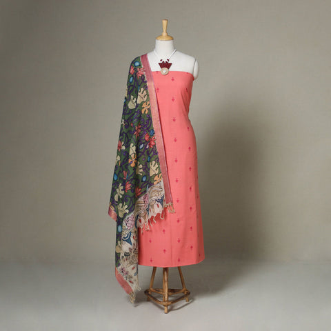 Peach - 2pc unstitched jacquard dress material