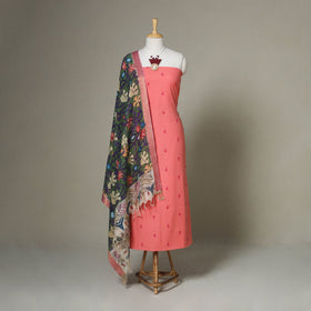 Peach - 2pc unstitched jacquard dress material