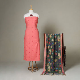 Peach - 2pc unstitched jacquard dress material