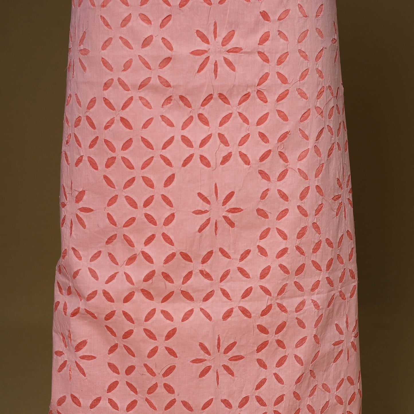 Peach - 3pc cotton unstitched barmer applique cut work