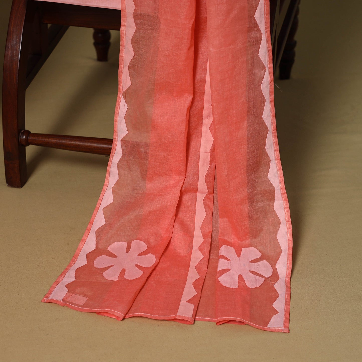 Peach - 3pc cotton unstitched barmer applique cut work