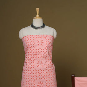 Peach - 3pc cotton unstitched barmer applique cut work