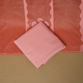 Peach - 3pc cotton unstitched barmer applique cut work