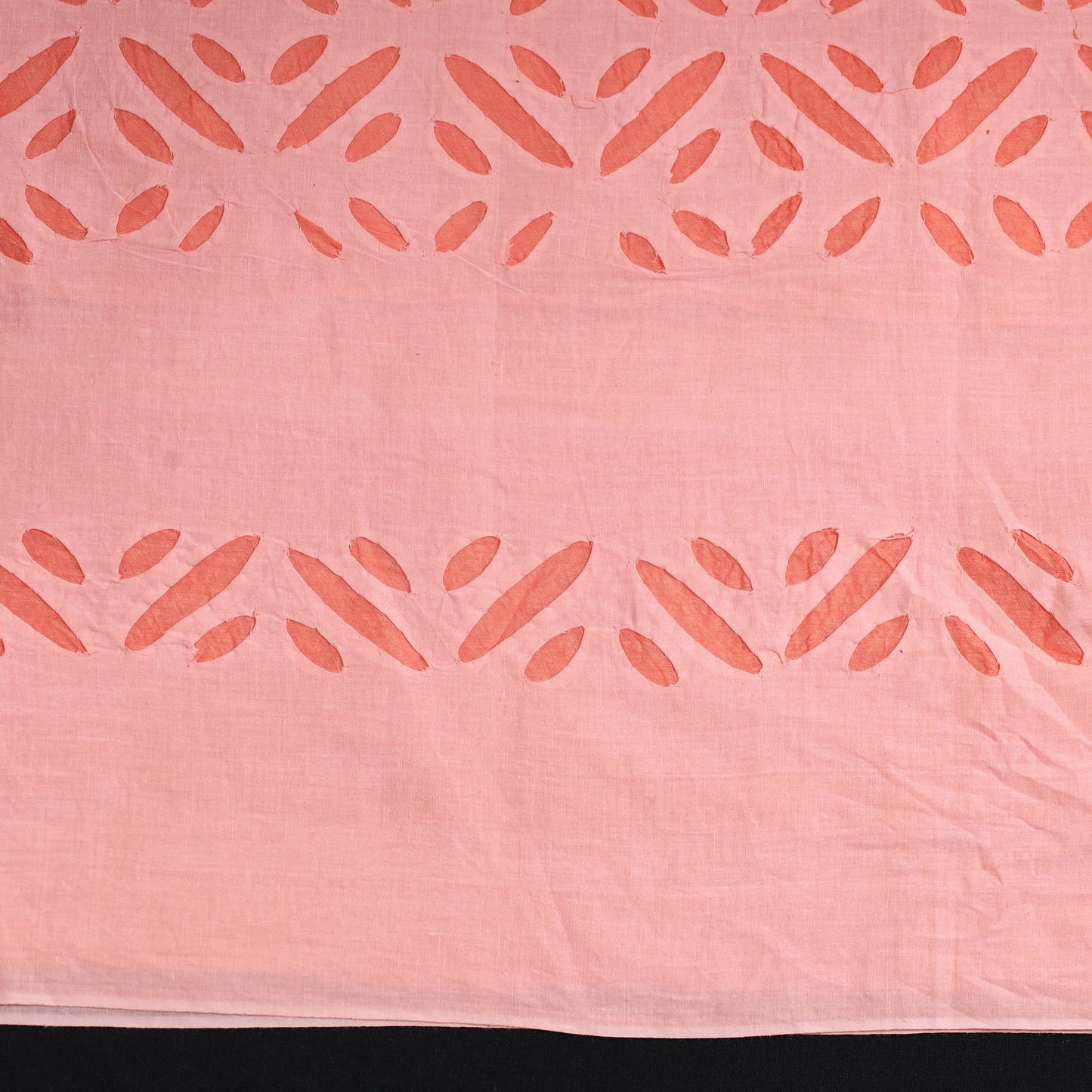 Peach - 3pc cut work cotton barmer applique dress material