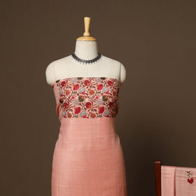 Peach - 3pc hand embroidered work merino wool unstitched