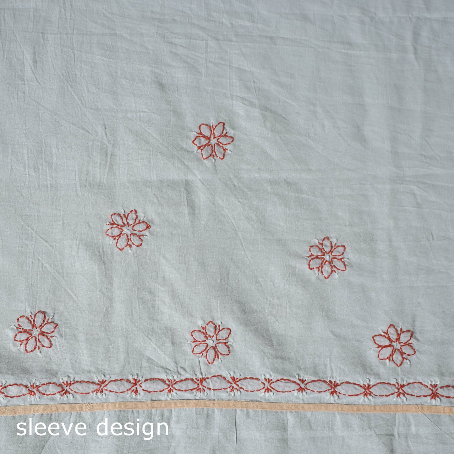 Peach - 3pc hand embroidery cotton lucknow chikankari dress