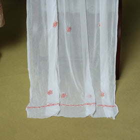 Peach - 3pc hand embroidery cotton lucknow chikankari dress