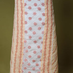 Peach - 3pc hand embroidery cotton lucknow chikankari dress
