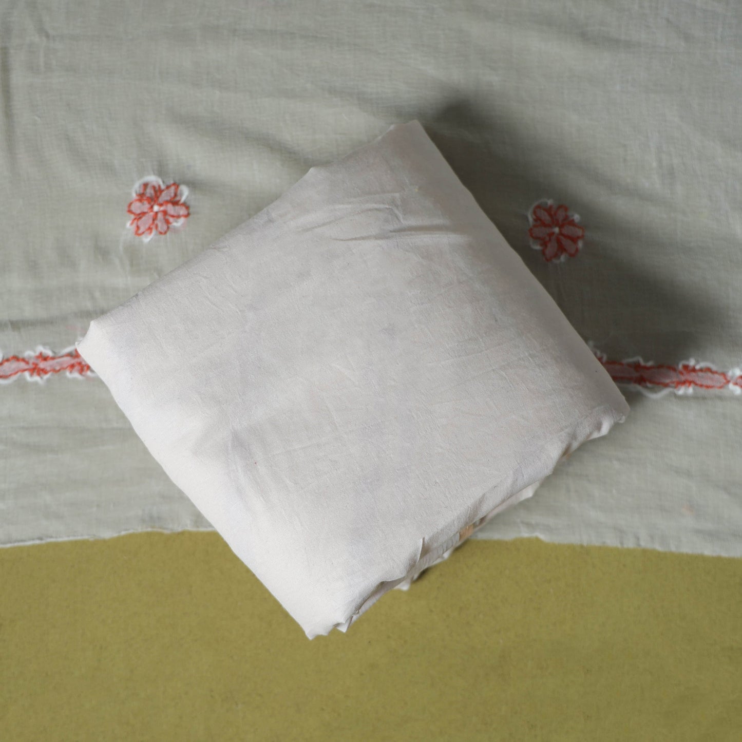 Peach - 3pc hand embroidery cotton lucknow chikankari dress