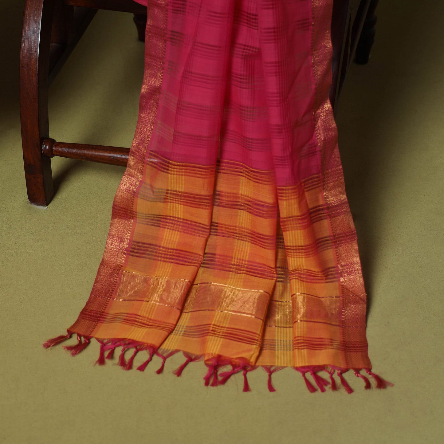 Peach - 3pc handloom cotton mangalagiri dress material 13