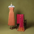 Peach - 3pc handloom cotton mangalagiri dress material 13