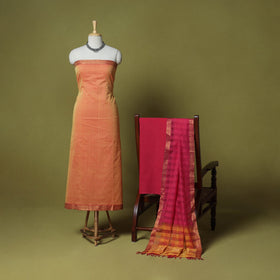 Peach - 3pc handloom cotton mangalagiri dress material 13